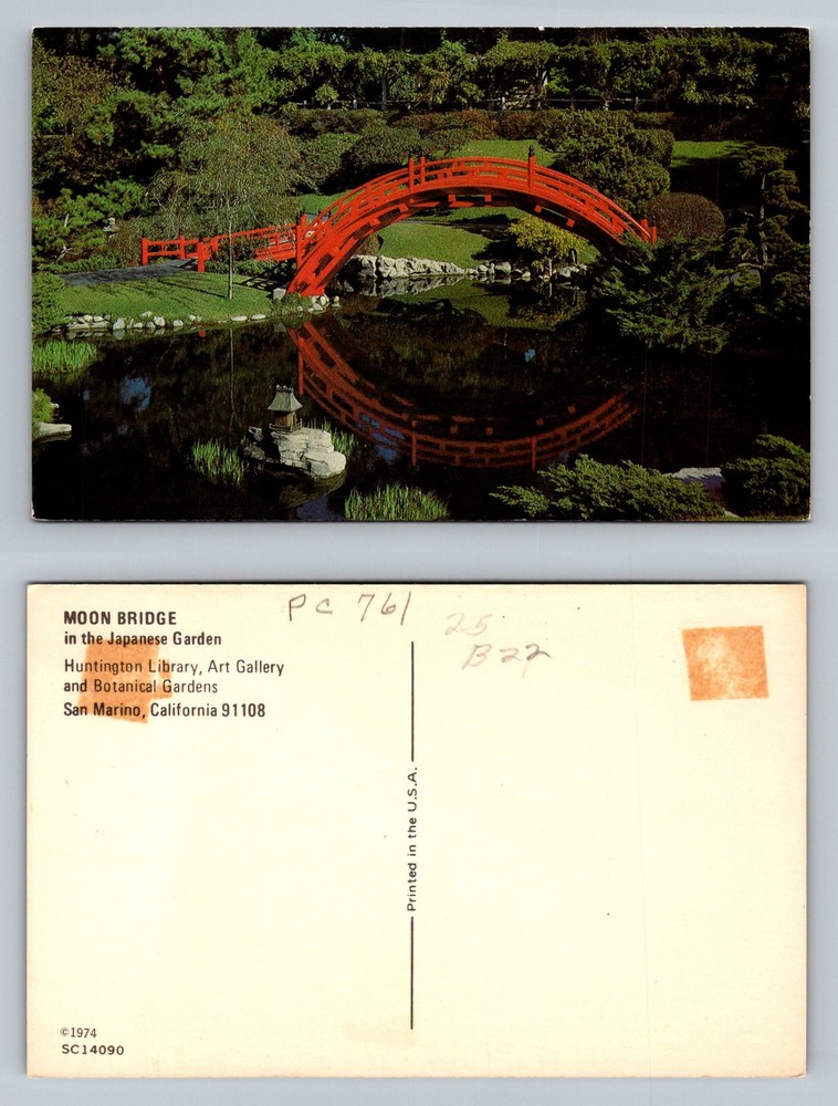 San Marino, CA-California, Moon Bridge In The Japanese Garden Vintage Postcard