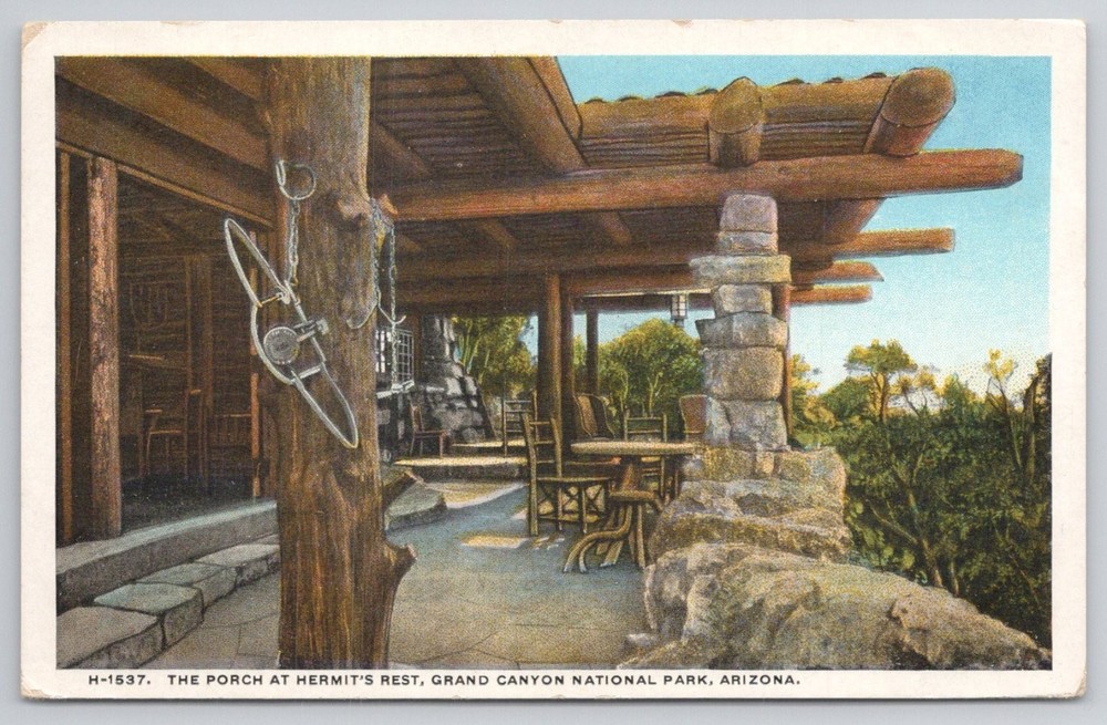 Hermit's Rest Porch Grand Canyon National Park Arizona Fred Harvey Postcard