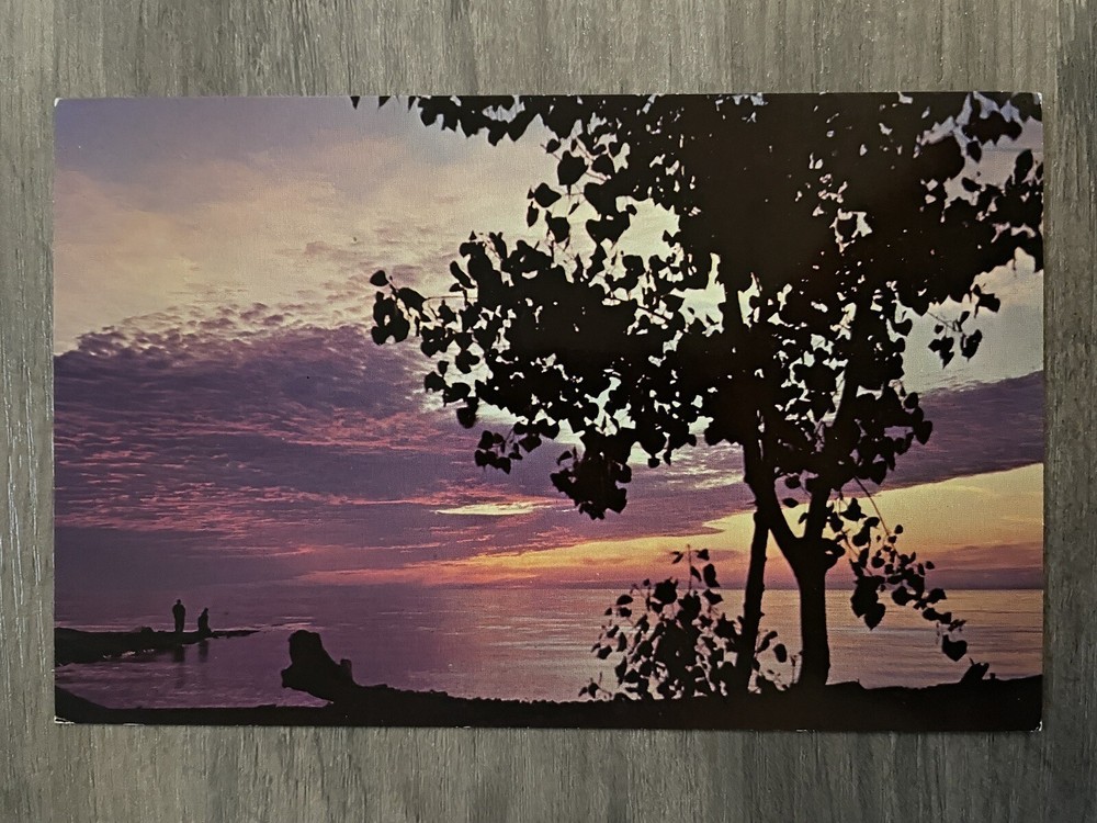 Sunset Pennsylvania Lake Erie Presque Isle State Park Vintage Postcard