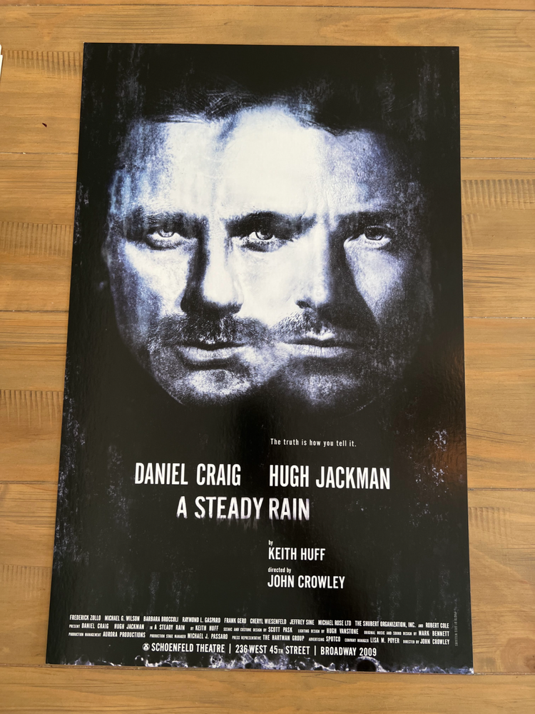 A Steady Rain Broadway Window Card Poster Daniel Craig & Hugh Jackman