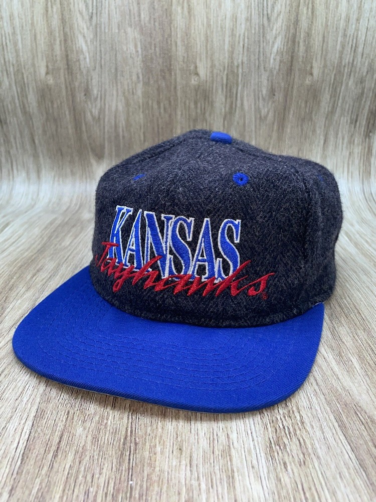 Vintage 90s KU kansas University Jayhawks #1 Apparel Snapback Hat Preowned