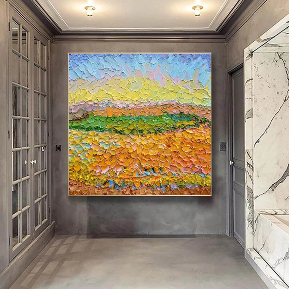 Palette Kinfe Wall Art Landscape Painting On Canvas Abstract Modern Colorful