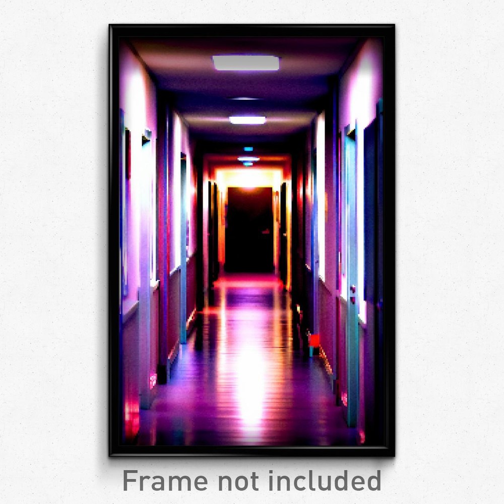 Psychedelic 8-Bit Pixel Art Poster - Wiggly Hallway Video Game Print