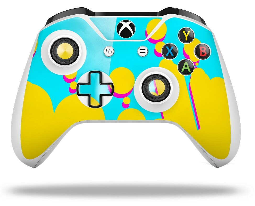 Skin for XBOX One S / X Controller Drip Yellow Teal Pink Vinyl Decal