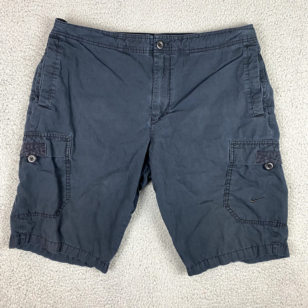 VINTAGE Nike Shorts Mens Large Black Cargo Drawstring Cotton Tactical 12