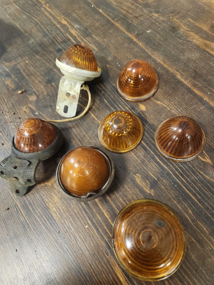 Vintage Amber Beehive Glass Lenses for Classic Cars