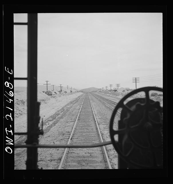 Photo:Desert Railroad Tracks from Caboose 1930s-1940s