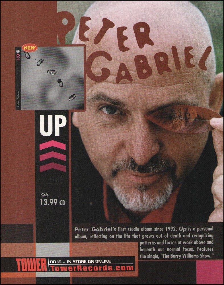 Peter Gabriel UP album ad 1992 Tower Records advertisement print