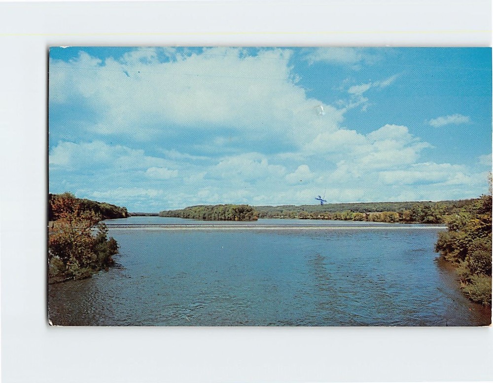 Postcard View From Bridge Crossing Rock River Oregon Illinois