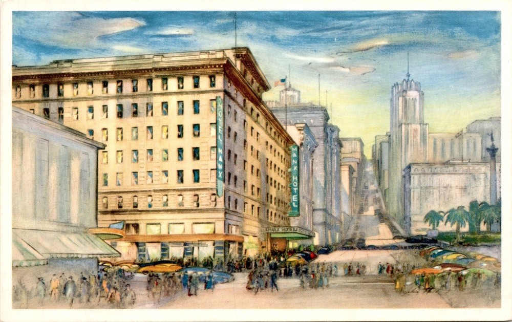 MANX HOTEL, UNION SQUARE, SAN FRANCISCO, POWELL STREET, NOB H Postcard