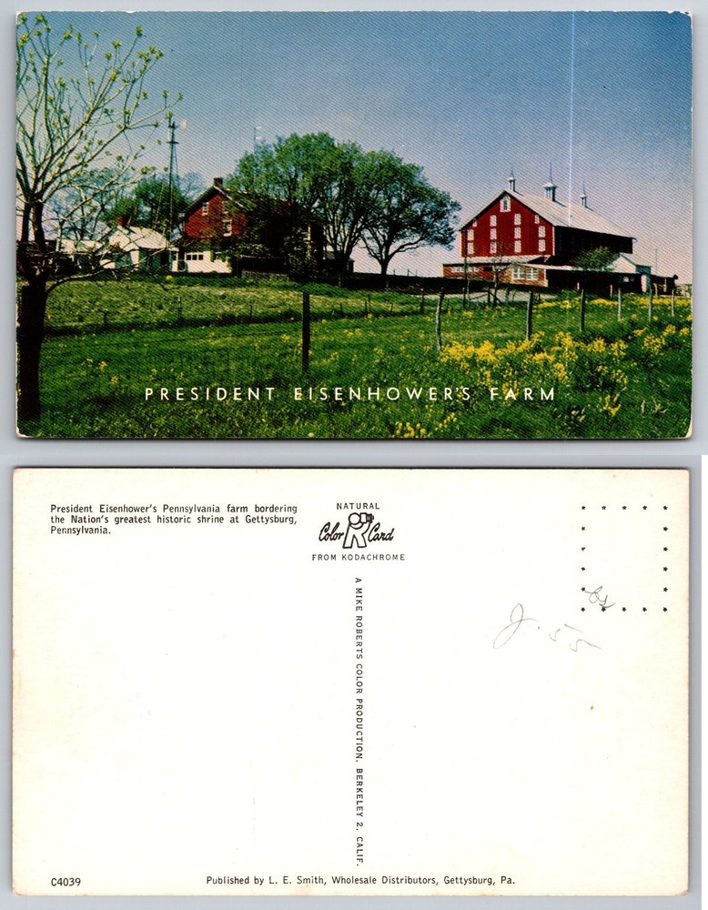 President Eisenhower's Farm Gettysburg PA Vintage Kodachrome Postcard