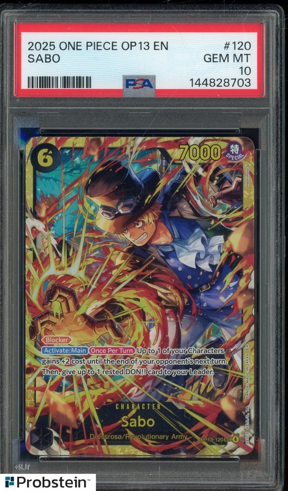 2025 One Piece OP13 EN Alternate Art #120 Sabo PSA 10 GEM MINTPROBSTEIN is actively accepting consignments !!