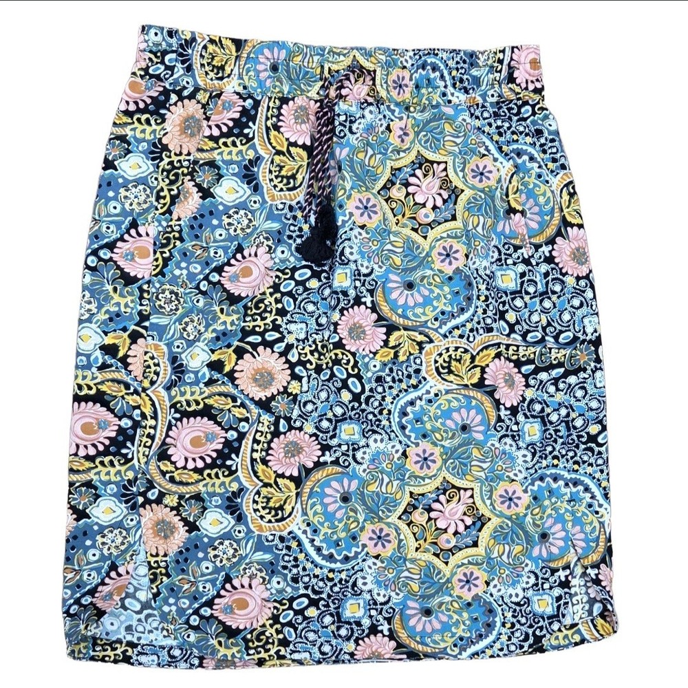 Ann Taylor Loft Multi Color Paisley Skirt Size Extra Small Elastic Waist