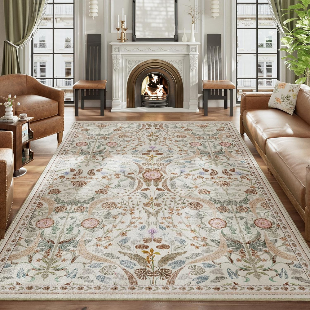 8X10 Washable Area Rugs for Living Room, Non-Slip&Non-Shedding Large Soft Boho F