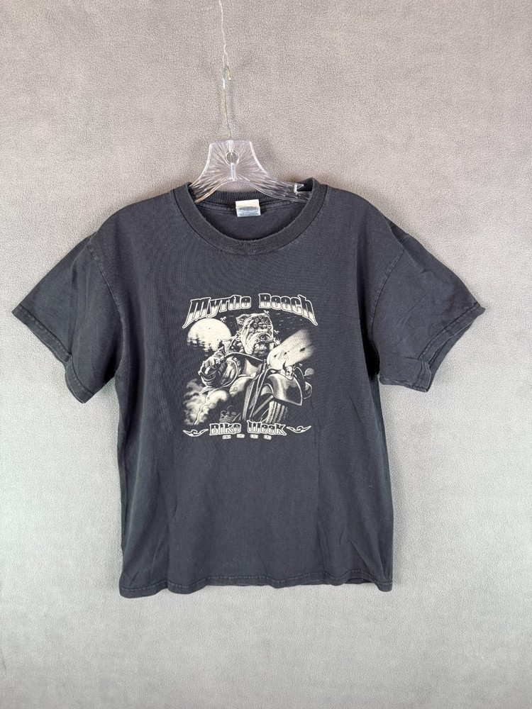 2008 Bike Week Myrtle Beach T-Shirt Men’s M Dog Biker Grunge Y2K