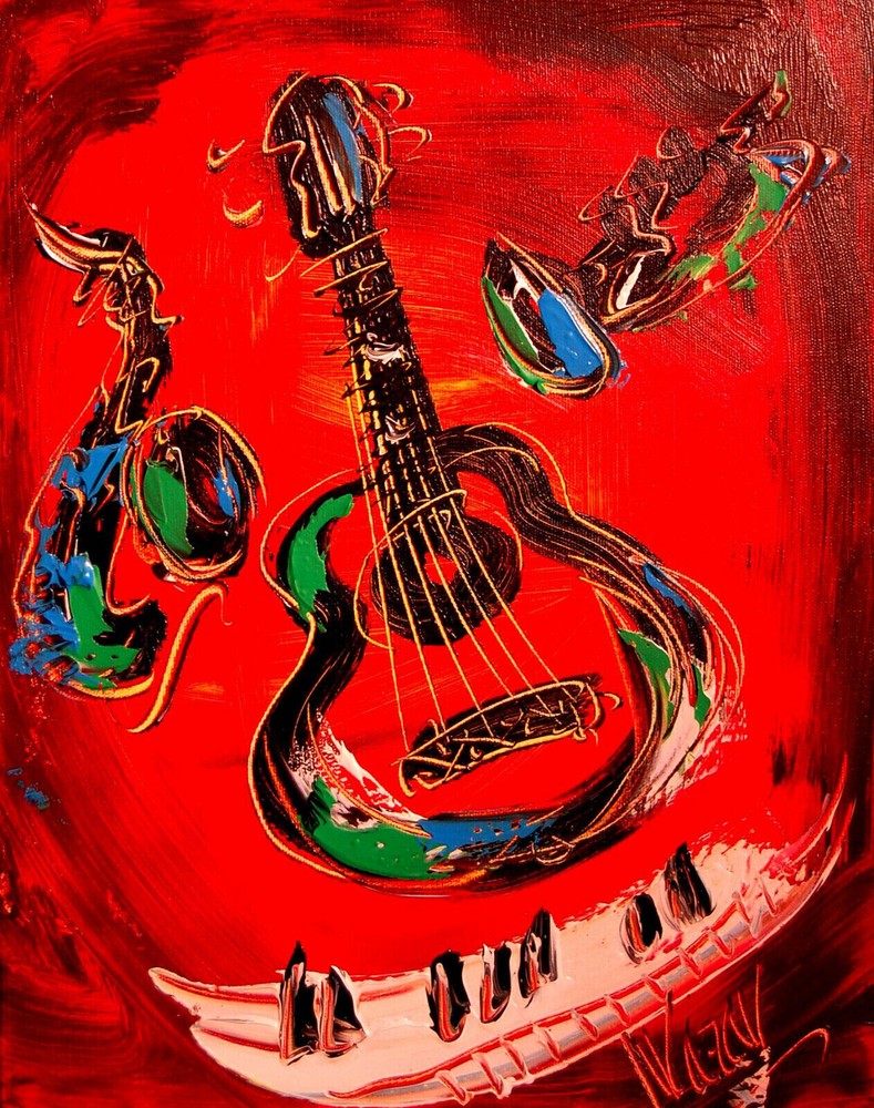GUITAR MUSIC ABSTRACT PAINTING Expressionist MODERN ART LARGE VTJ9h76