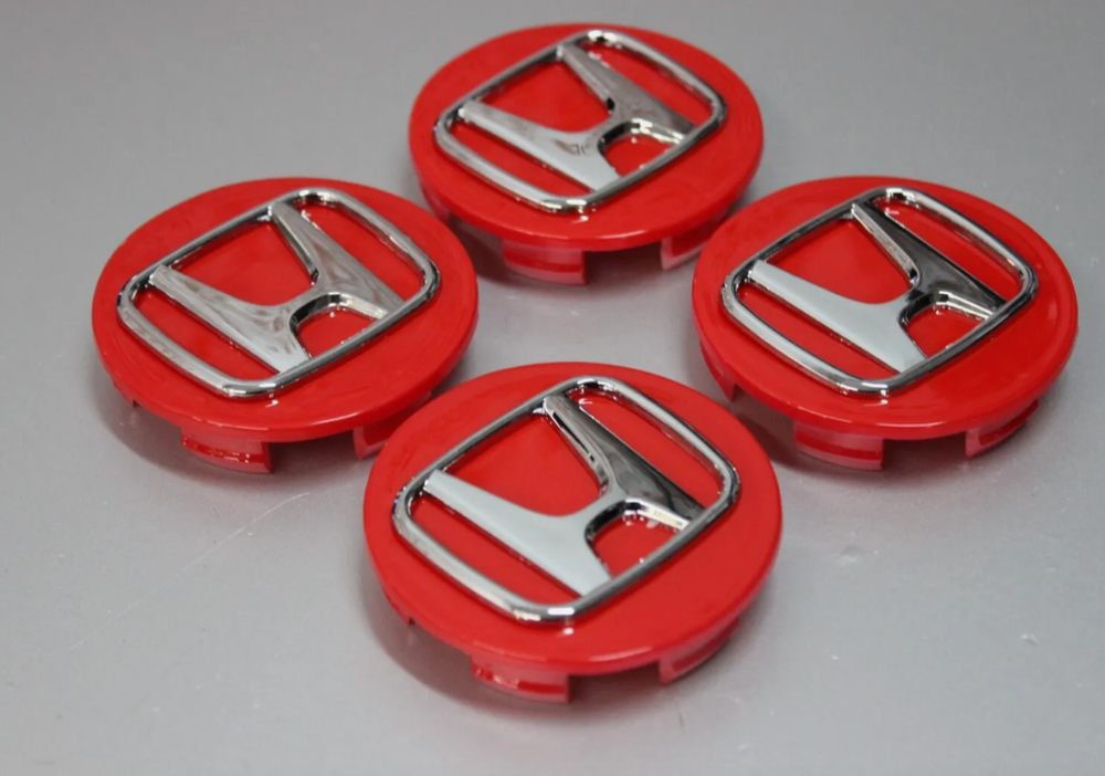 (4) Honda RED Wheel Rim Center Caps ACCORD CIVIC CRV 69MM/2.75 BRAND NEW
