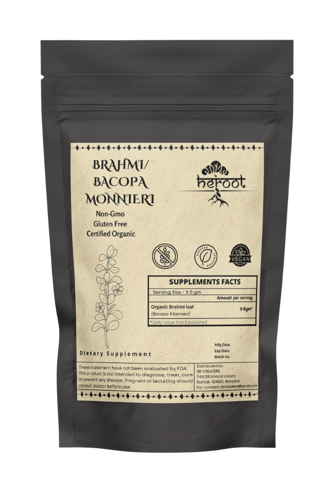 Brahmi Powder (Bacopa Monnieri) - Organic Herbal Supplement for Brain Health