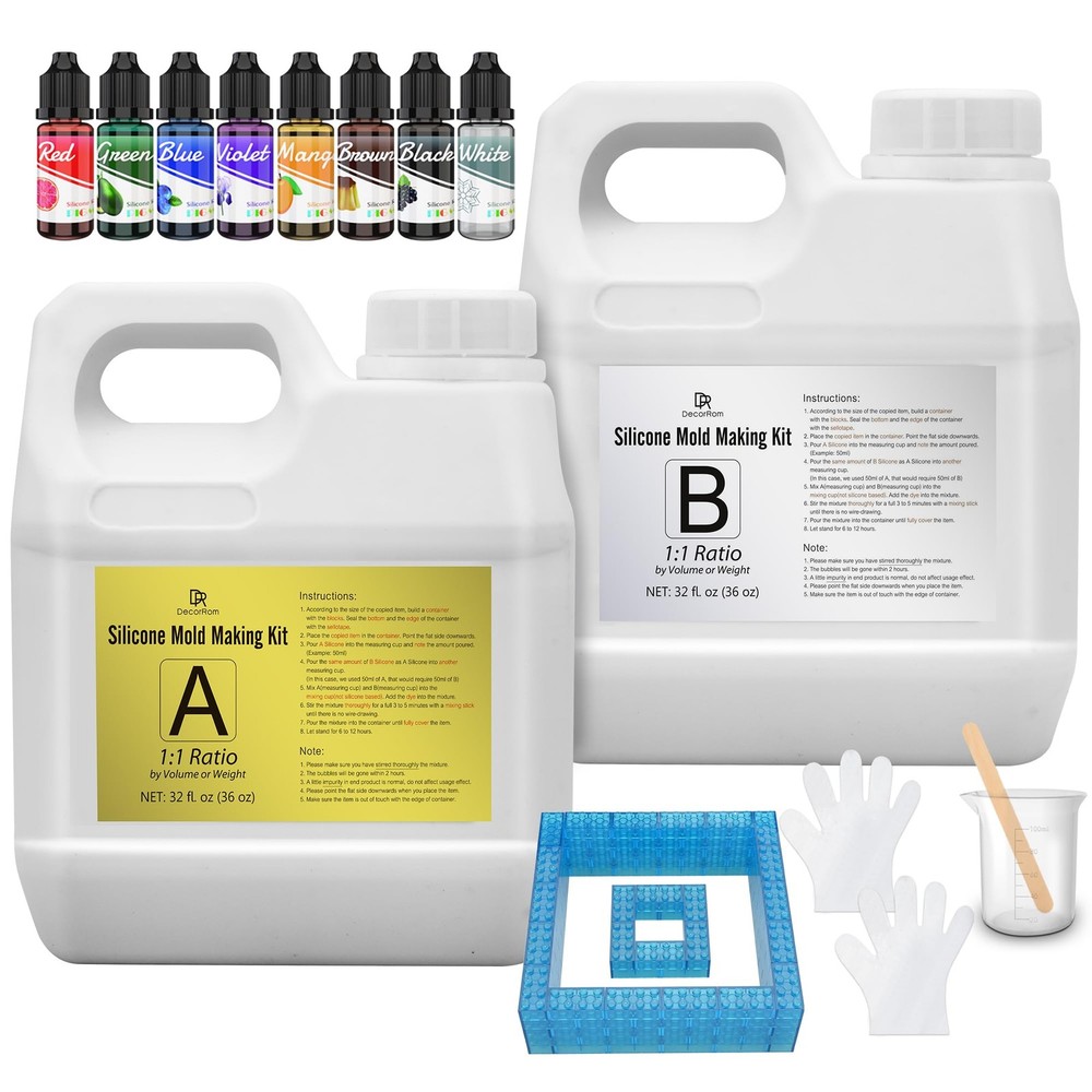 Silicone Mold Making Kit - .5 Gallon Kit Translucent Liquid Silicone Rubber 1...