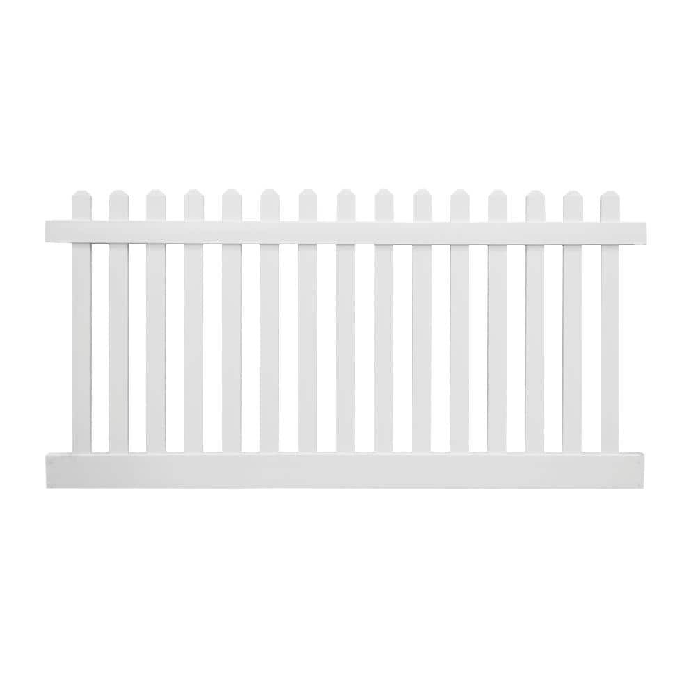 Plymouth 3ft H x 8ft W White Vinyl Picket Fence Panel Kit Easy Install Durable