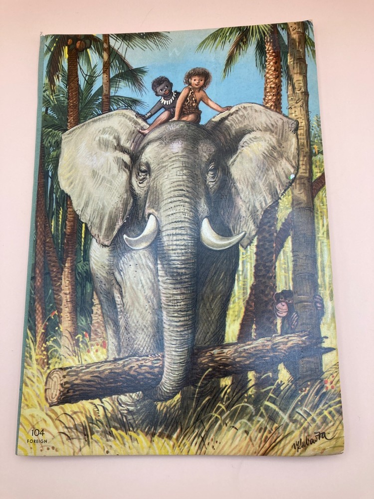 Vintage 1961 Kubasta Moko & Koko  in the Jungle Pop-Up Book Artia Prague