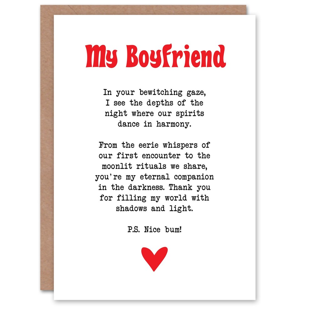 Greeting Card Love Poem Goth Boyfriend Romantic Poetry Fun Valentine's Day