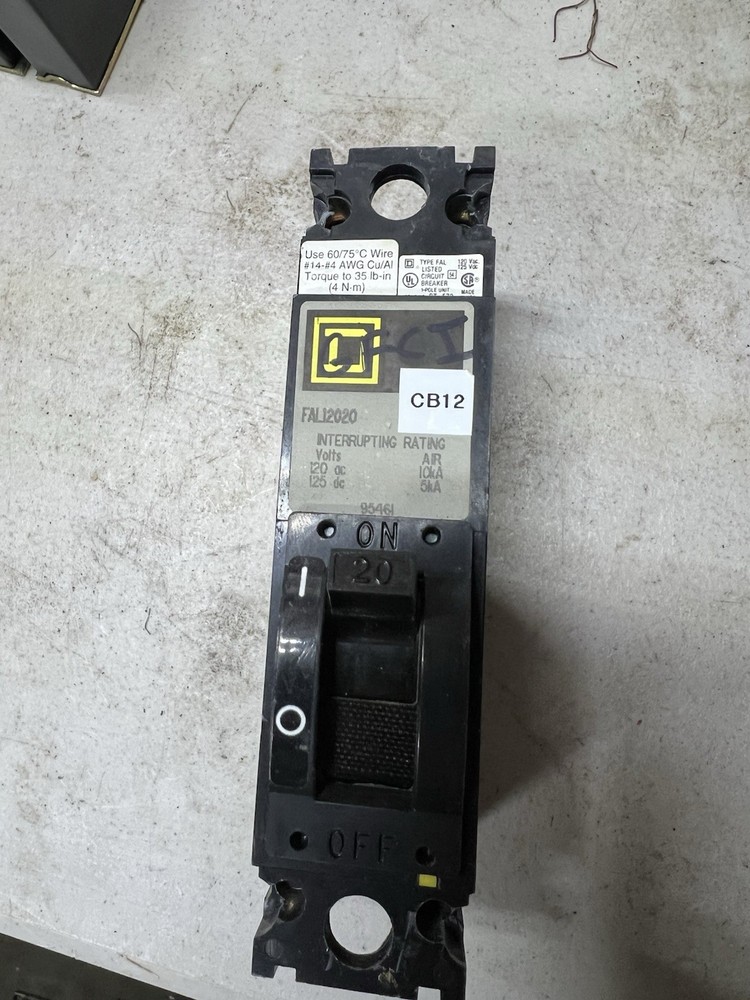 Square D FAL12020 Circuit Breaker 20-Amp 1-Pole 120-Volt