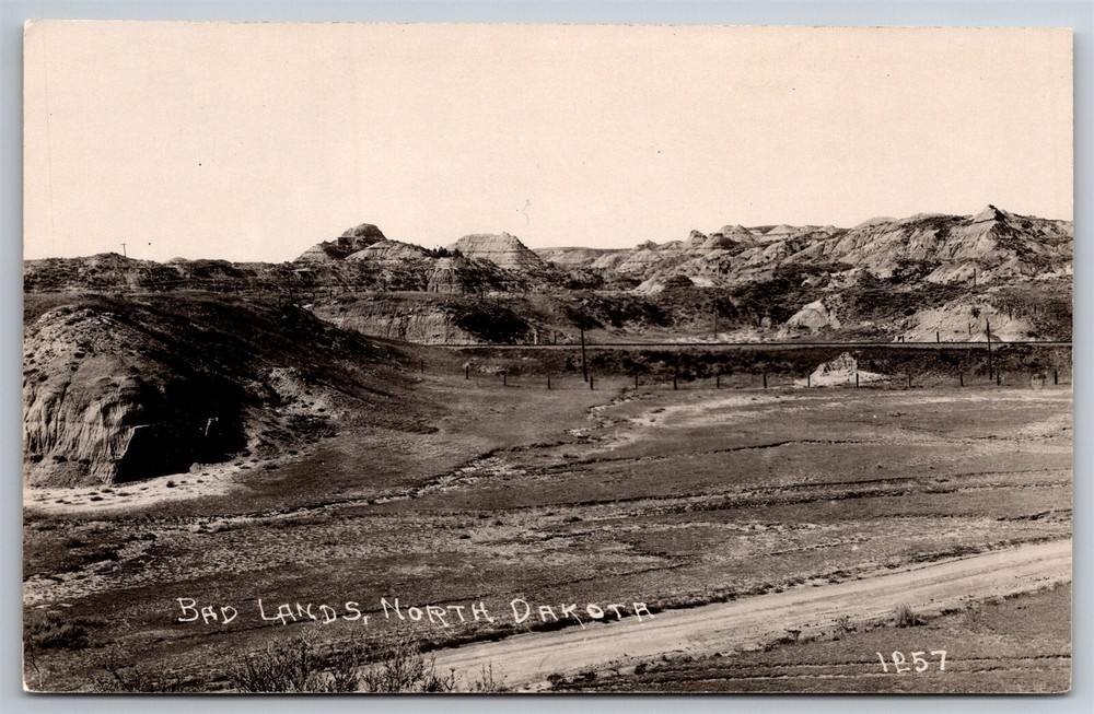 Real Photo Train Track Landscape View Badlands ND C1920s RPPC Postcard AA14