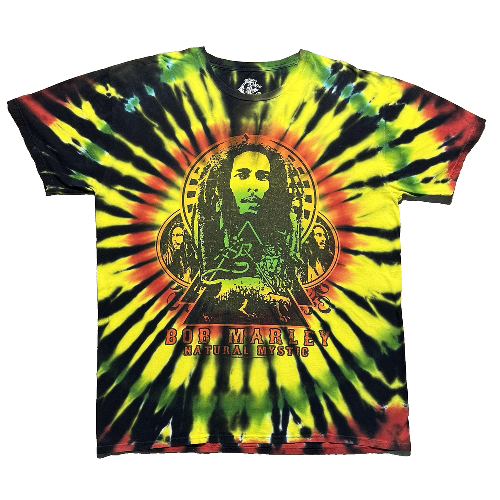 Bob Marley Tie Dye Shirt XL Catch A Fire Natural Mystic Rasta Reggae Music Tee