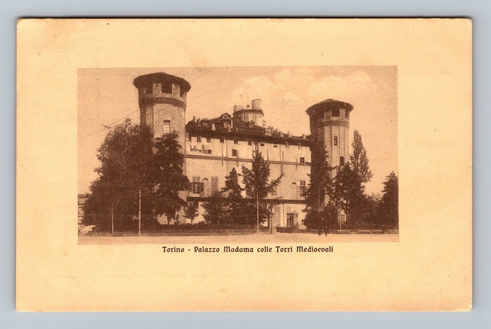 Italy- Turin-Plaza Madama With Medieval Towers Souvenir Vintage c1911 Postcard