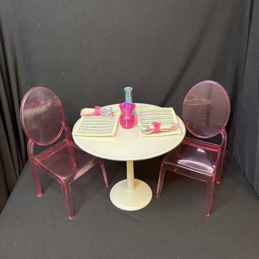 Our Generation Table for Two w/ 2 Pink Chairs & Accessories Complete