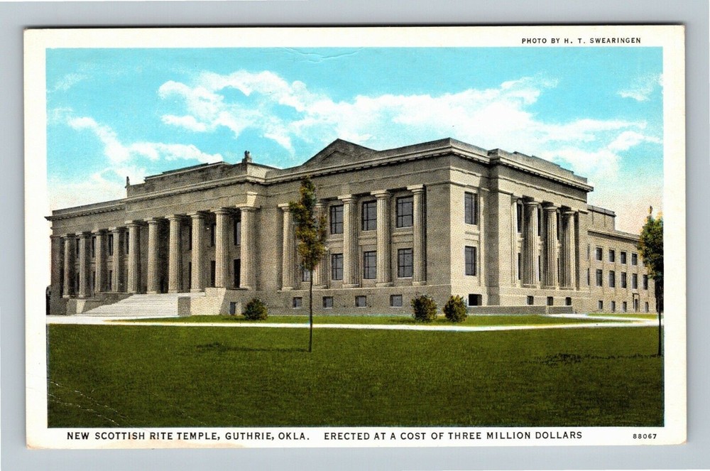 Guthrie OK, Historic 1908 Masonic Scottish Rite Temple Oklahoma Vintage Postcard