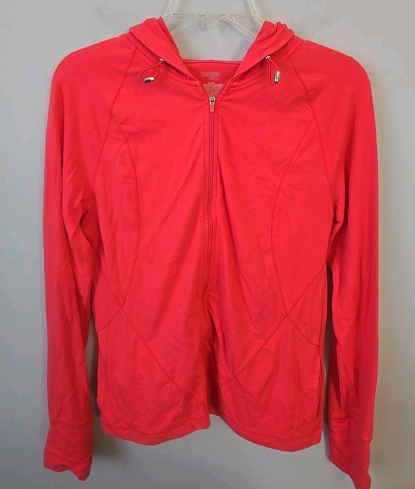 Danskin Now Women’s Zip Up Hoodie Jacket Medium Coral Pink Athletic Yoga...