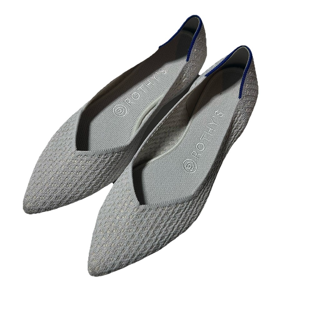 Rothy's 8.5 Cream Salt Honeycomb Textured Women's Flats The Point Light Gray