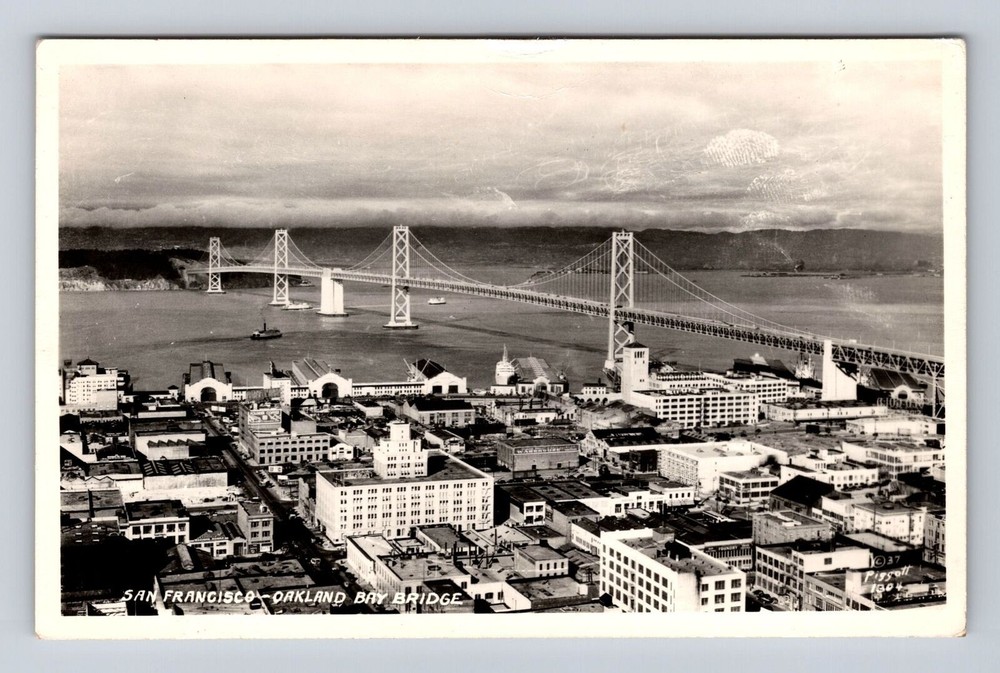 San Francisco CA-California, Oakland Bay Bridge, Antique Vintage Postcard