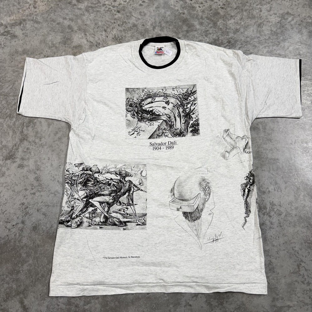Vintage Fruit Of The Loom Shirt Mens XL Gray Salvador Dali Museum Graphic Tee