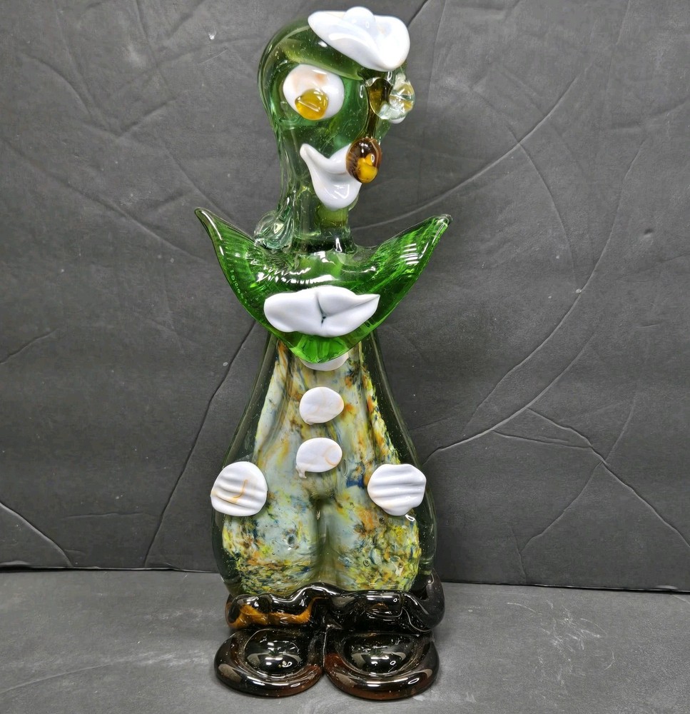 Vintage Heavy Murano Circus Clown Hand Blown Art Glass Figurine Sculpture 12''