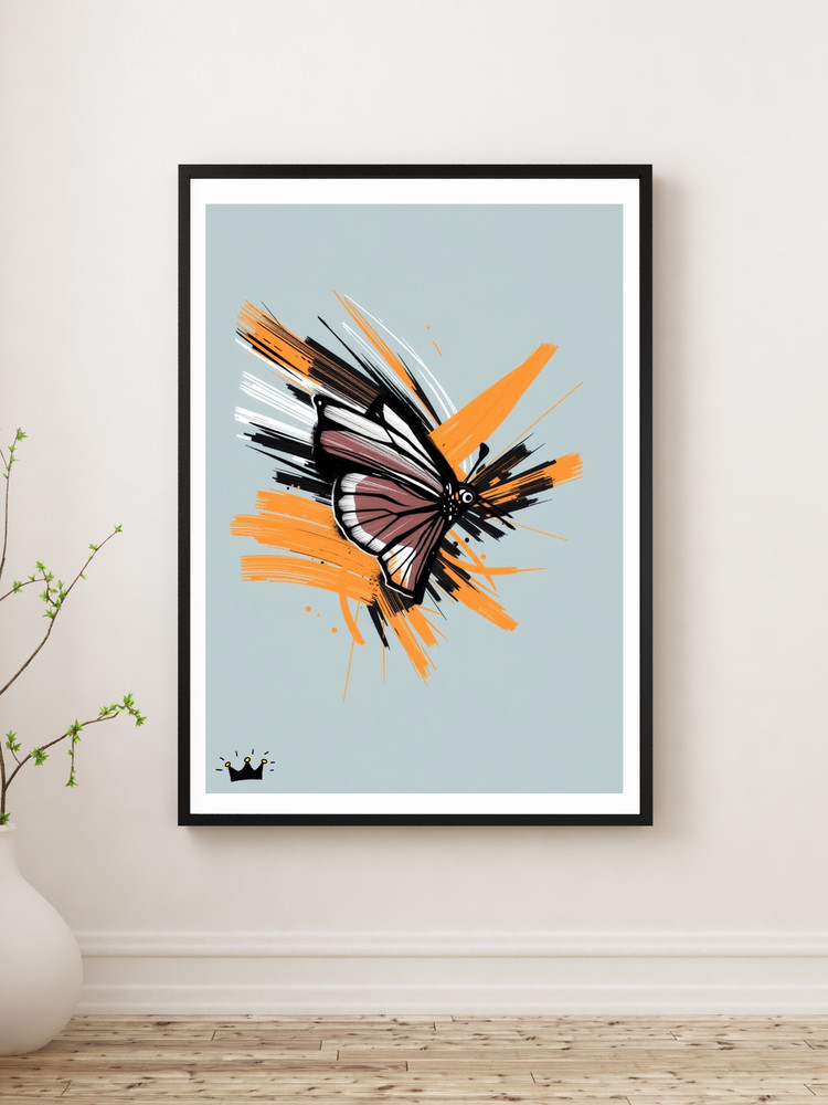 Butterfly Abstract Painting Re-Print on Stretched Canvas Ready to Hang 12x16