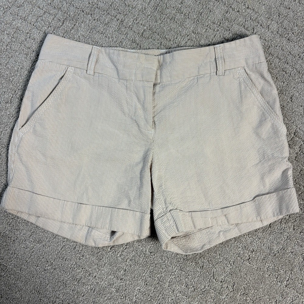 J.CREW  Size 4 Women's Blue White Striped City Fit Shorts 100% Cotton