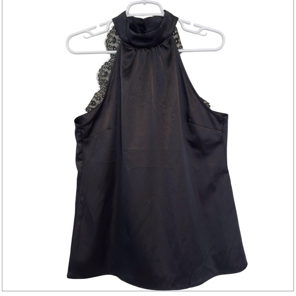 Charlotte Russe -Black silky lace halter top - NWT - Women’s Size Large