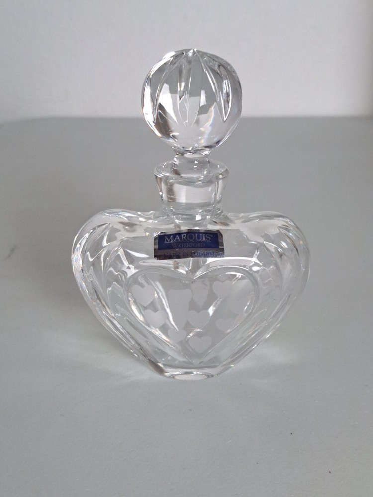 Waterford Marquis Crystal Heart Etched Perfume Bottle with Stopper