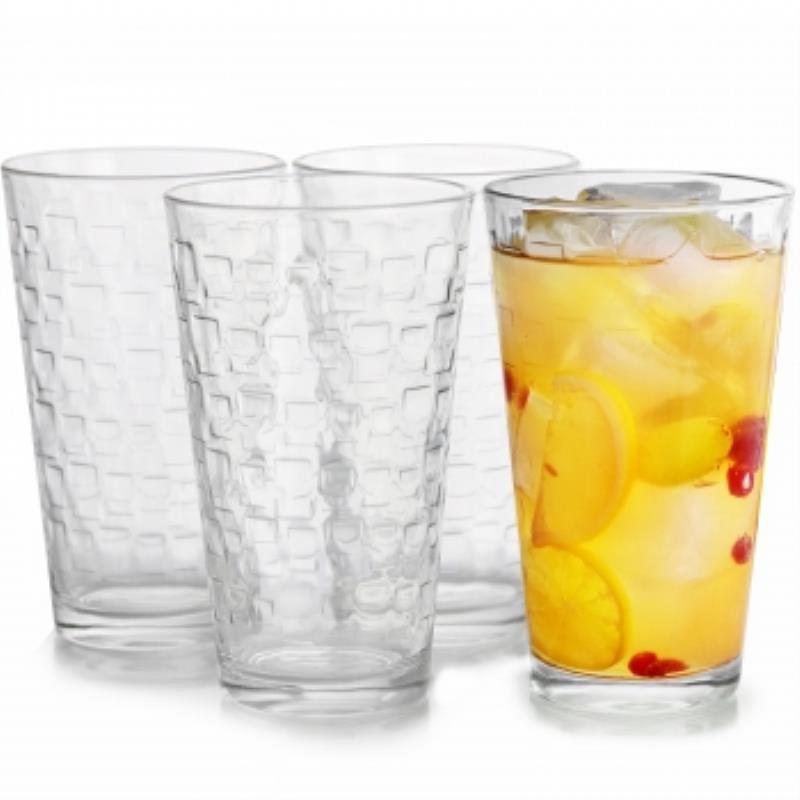 Gibson Home Great Foundations 4-Piece 16 Oz. Tumbler Set, Square Pattern