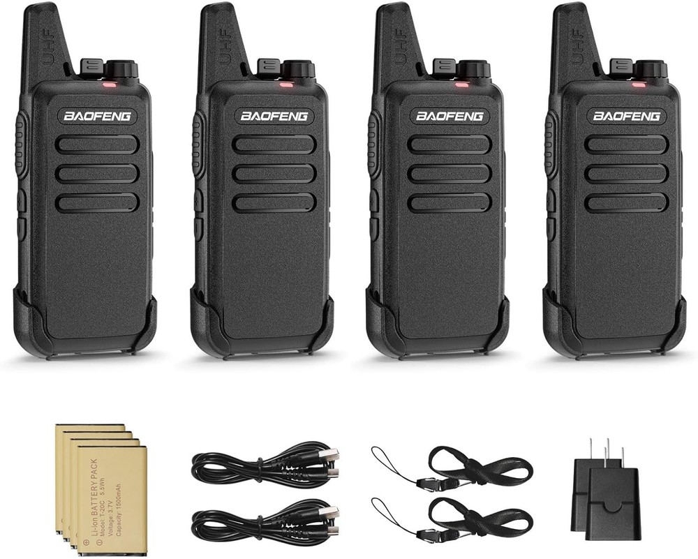 4 PACK Long Range 100 mile Walkie Talkie Two Way Radio Charge Headset Waterproof