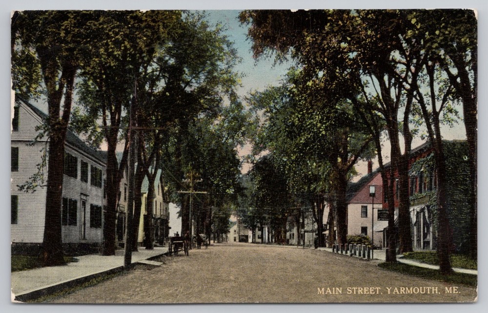 Yarmouth Maine, Main Street View, Vintage Postcard