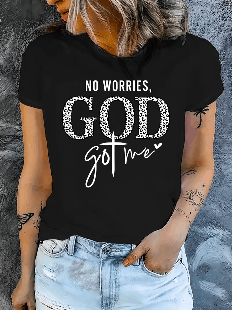 Women God Got Me Faith Graphic T-Shirt Casual Crew Neck Summer Tee Top