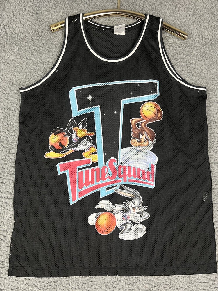 Space Jam Tune Squad Mesh Tank Top Mens Medium Black Taz Daffy Duck Bugs Bunny-A