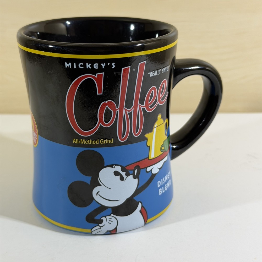 Mickey's Really Swell Coffee Mug Blue Black Walt Disney World Mouse Theme Perks
