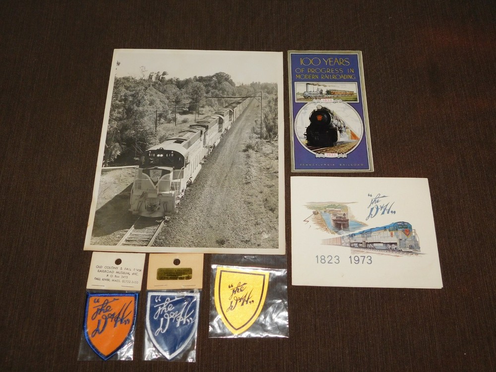 VINTAGE DELAWARE & HUDSON RAILROAD TRAIN 6 PIECE SET LOT PHOTO 3 PATCHES + PENN