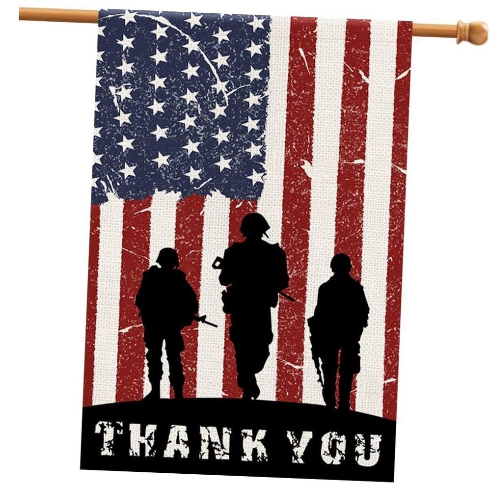 Patriotic American Soldier Thank You Flag 28x40 Inch Multicolor Tribute