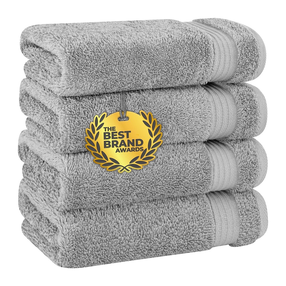 Turkish Cotton Hand Towels Set 4-Piece Light Gray Face Towels Soft Absorbent
